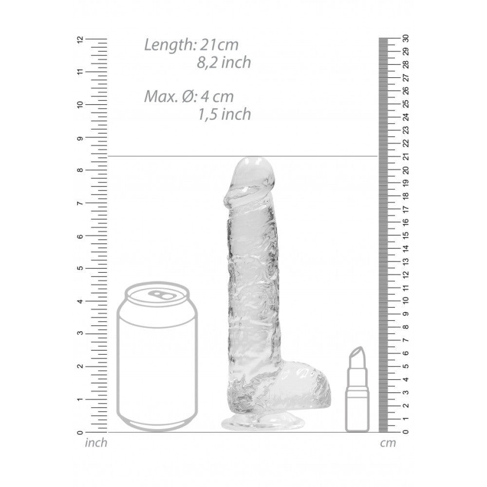 Realistic dildo with testicles Crystal Clear 21 cm. transparent