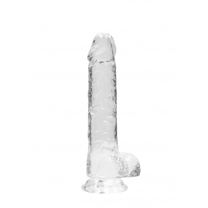 Realistic dildo with testicles Crystal Clear 21 cm. transparent