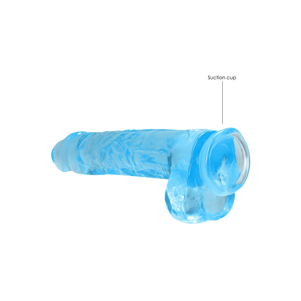 Realistic dildo with testicles Crystal Clear 24 cm. blue