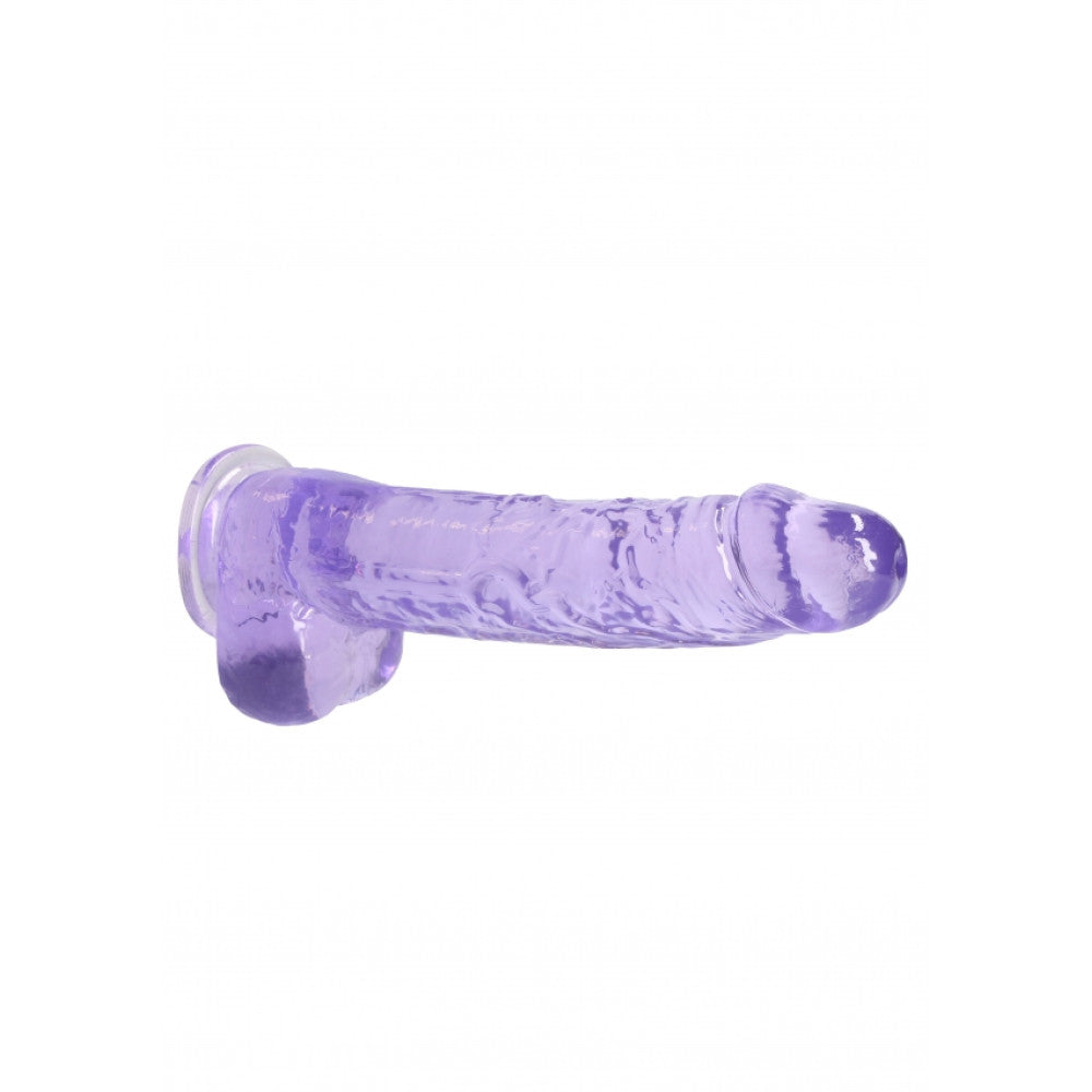 Realistic dildo with testicles Crystal Clear 24 cm. purple