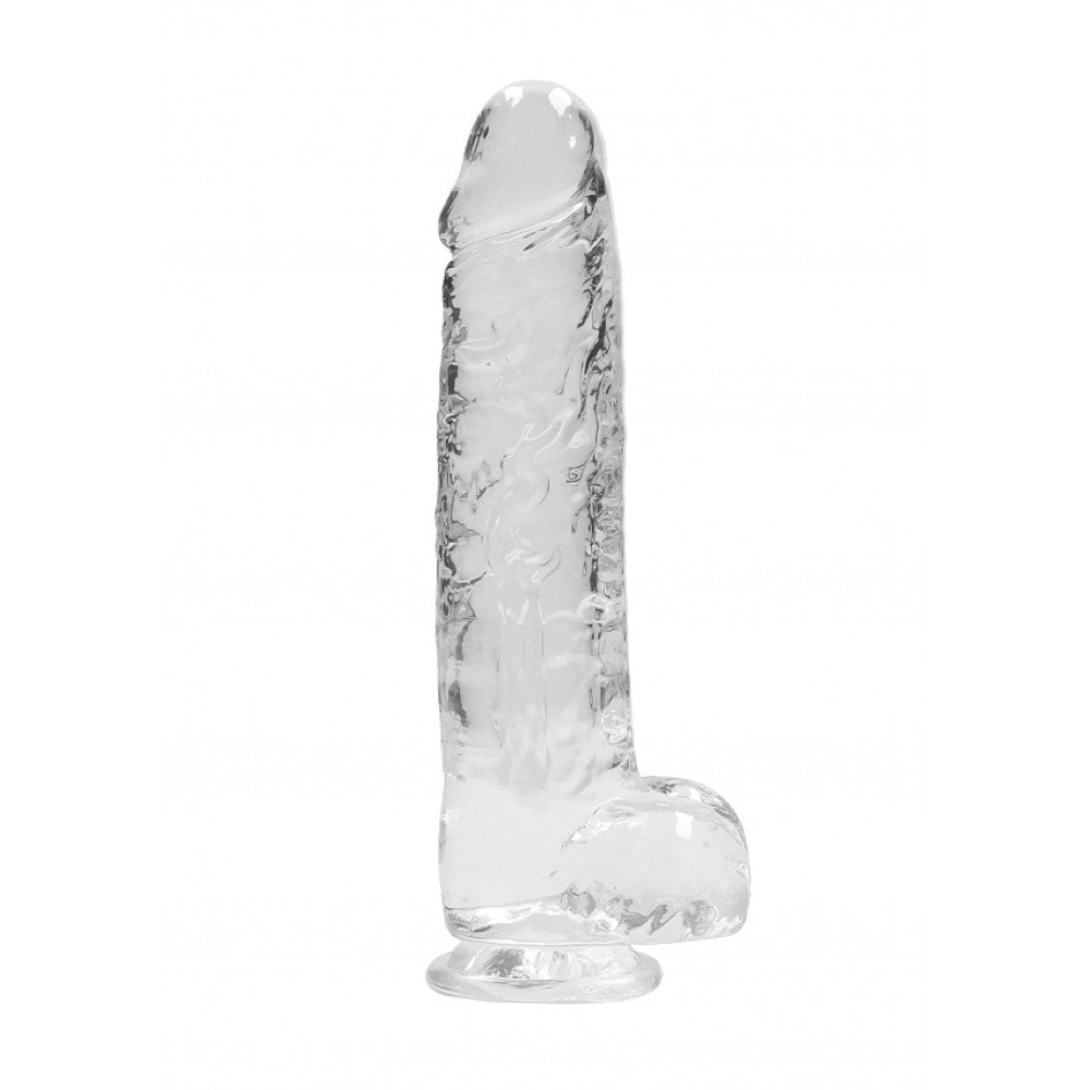 Realistic dildo with testicles Crystal Clear 24 cm. transparent