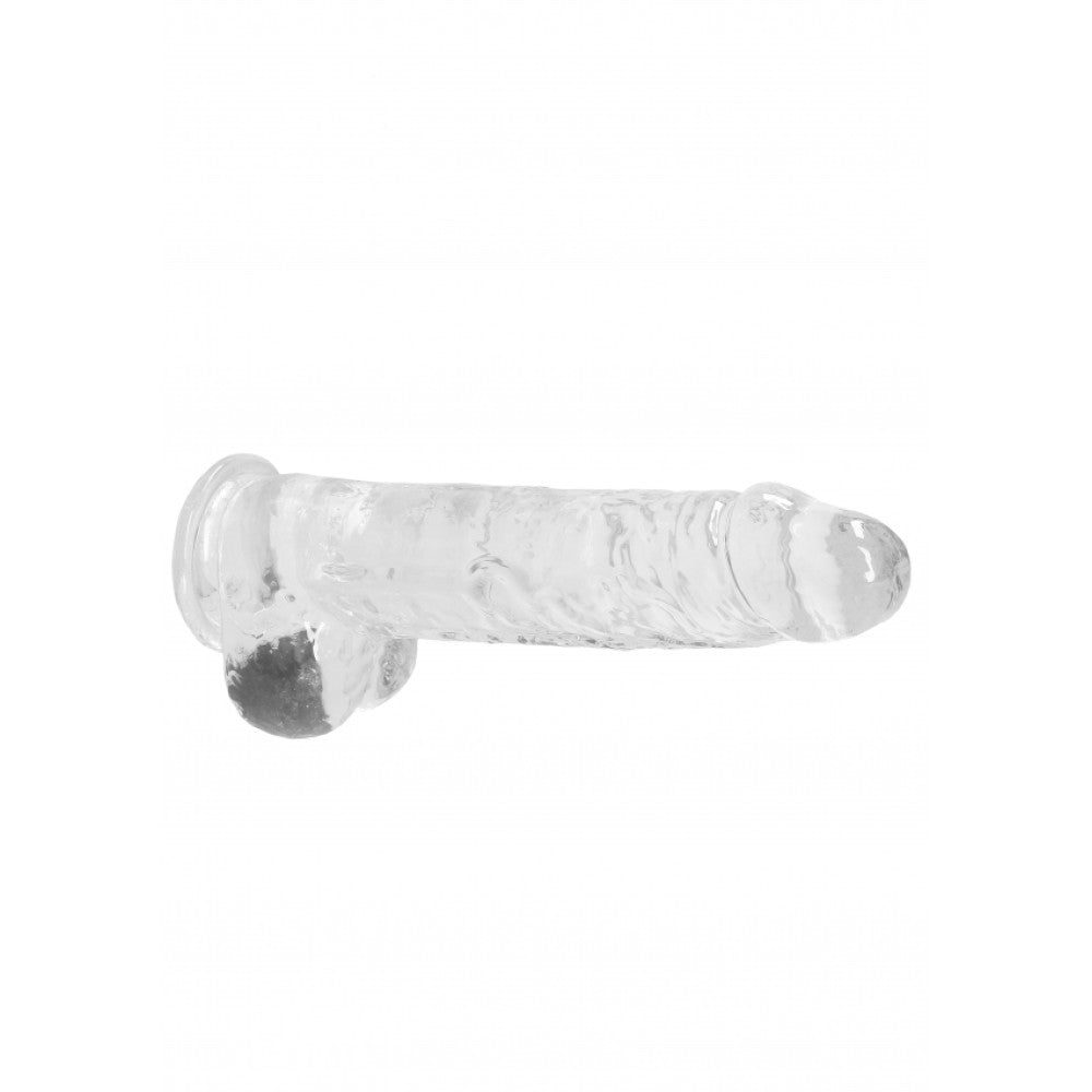 Realistic dildo with testicles Crystal Clear 24 cm. transparent