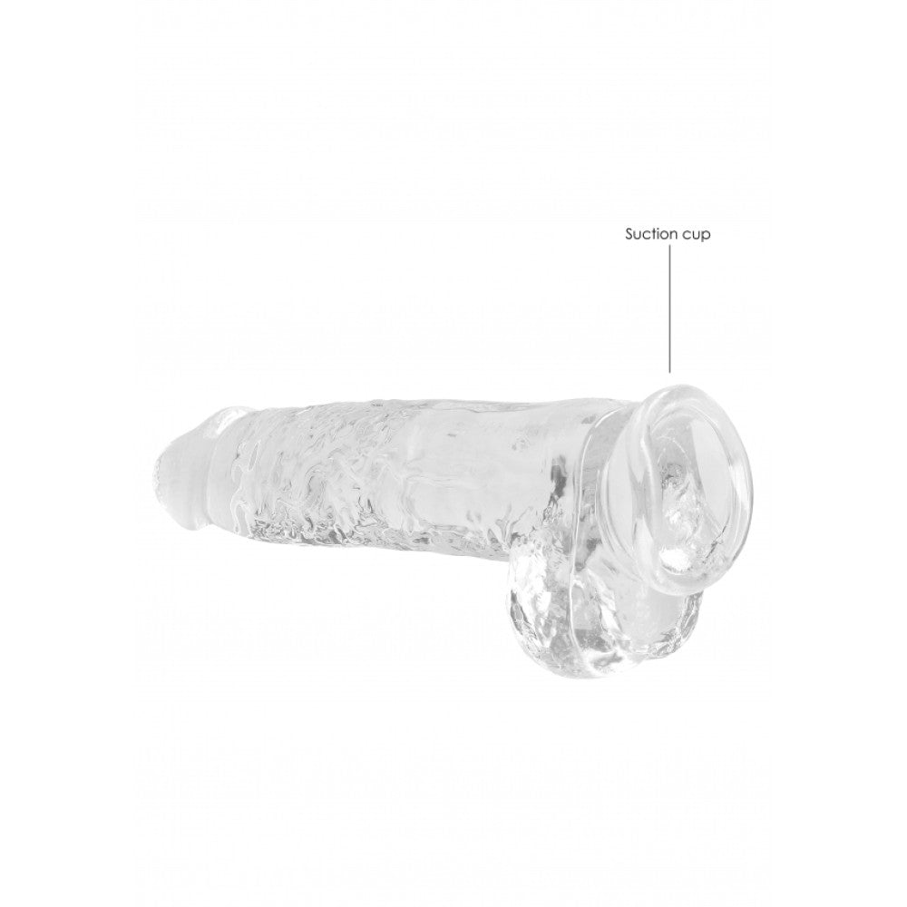 Realistic dildo with testicles Crystal Clear 24 cm. transparent