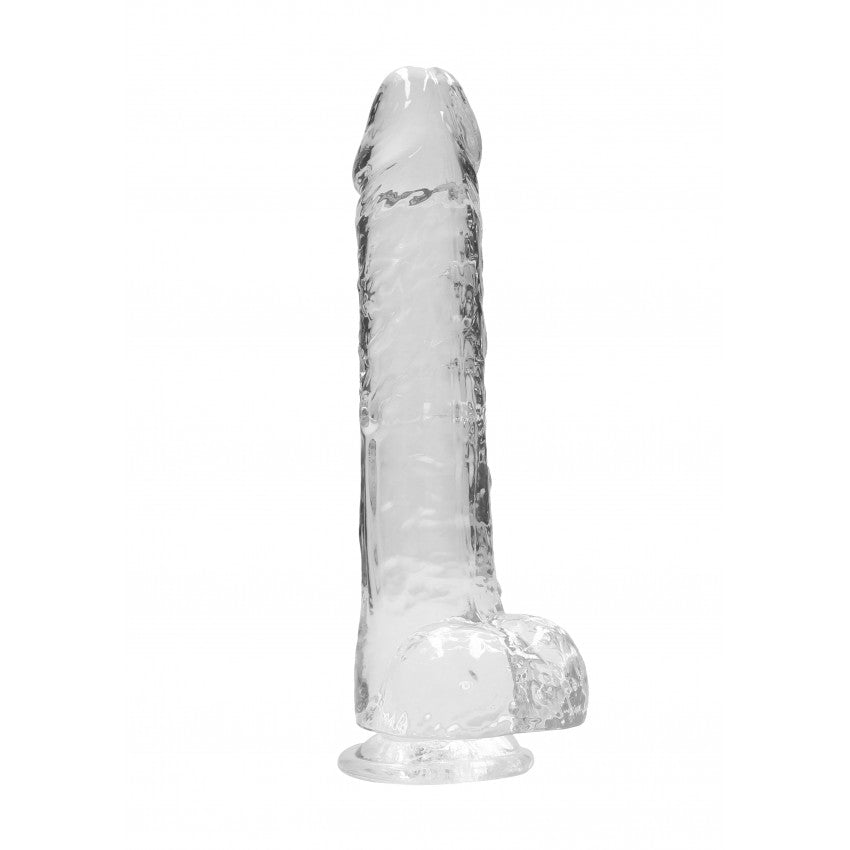 Realistic dildo with testicles Crystal Clear 24 cm. transparent