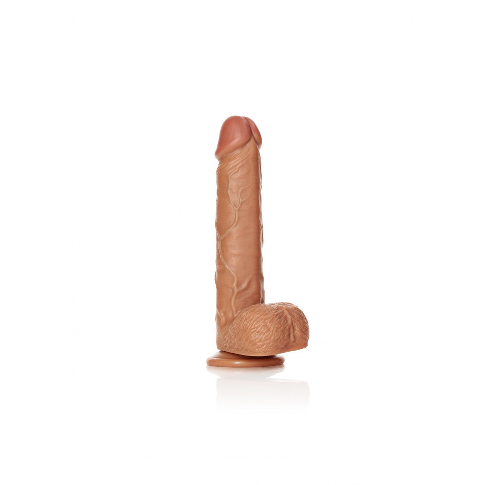 Realistic dildo with testicles Real Rock Straight 9" mocha