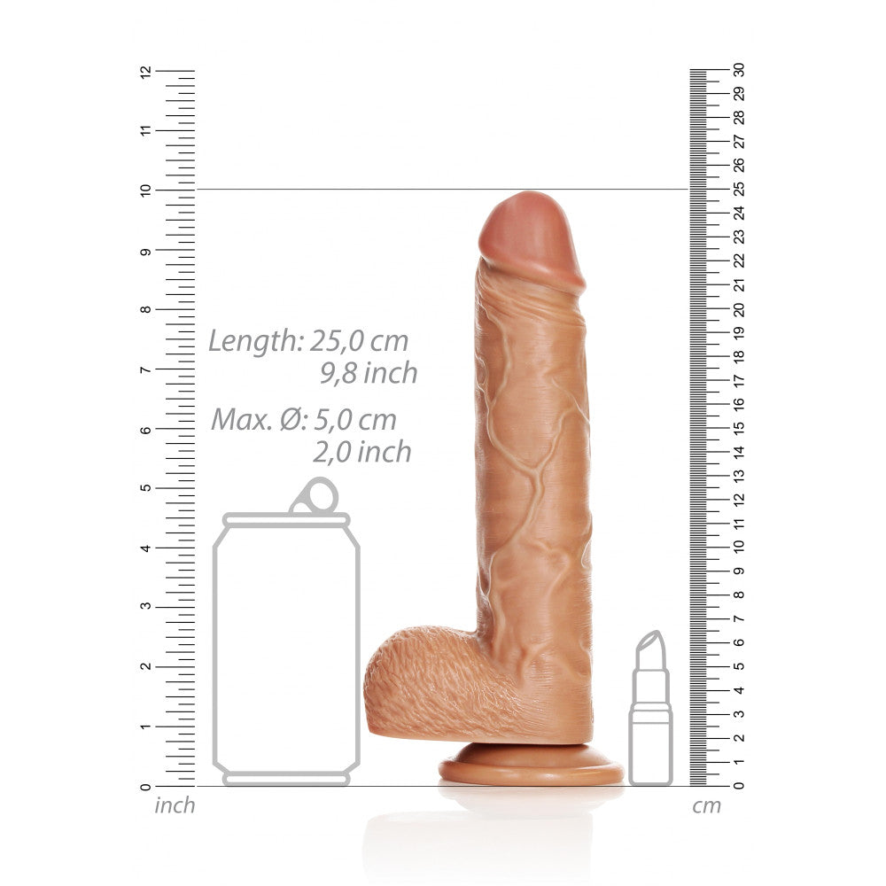 Realistic dildo with testicles Real Rock Straight 9" mocha