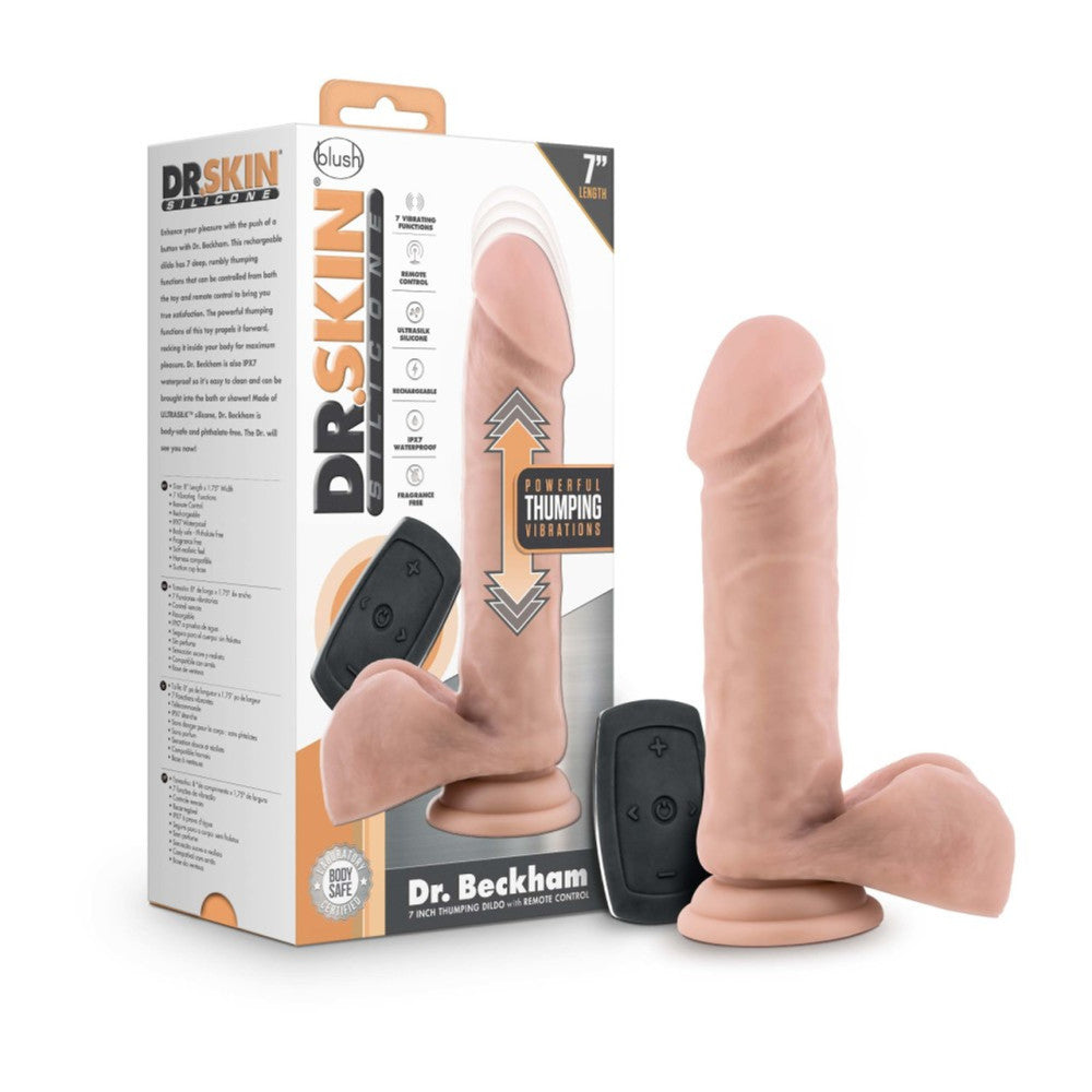 Realistic dildo with vibrating thrusts and remote control Dr. Beckham 7"