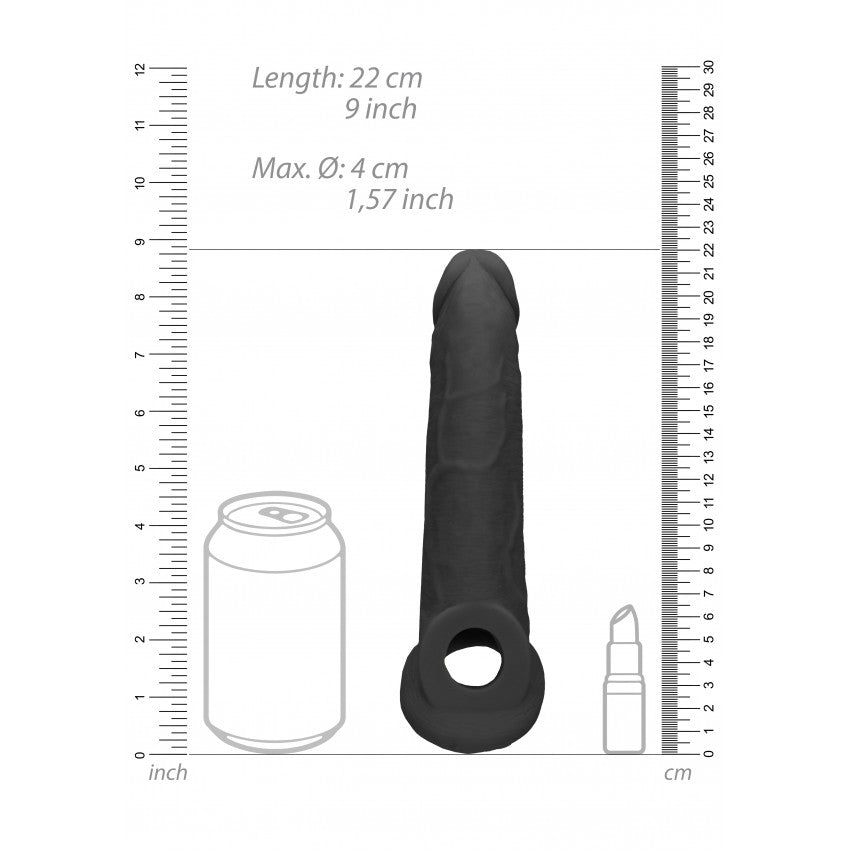 Realrock cyber leather penis extender and thickener black