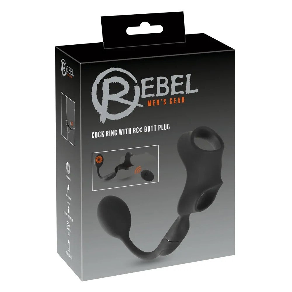 Rebel Rechargeable Anal Stimulator with Penis and Testicle Clip