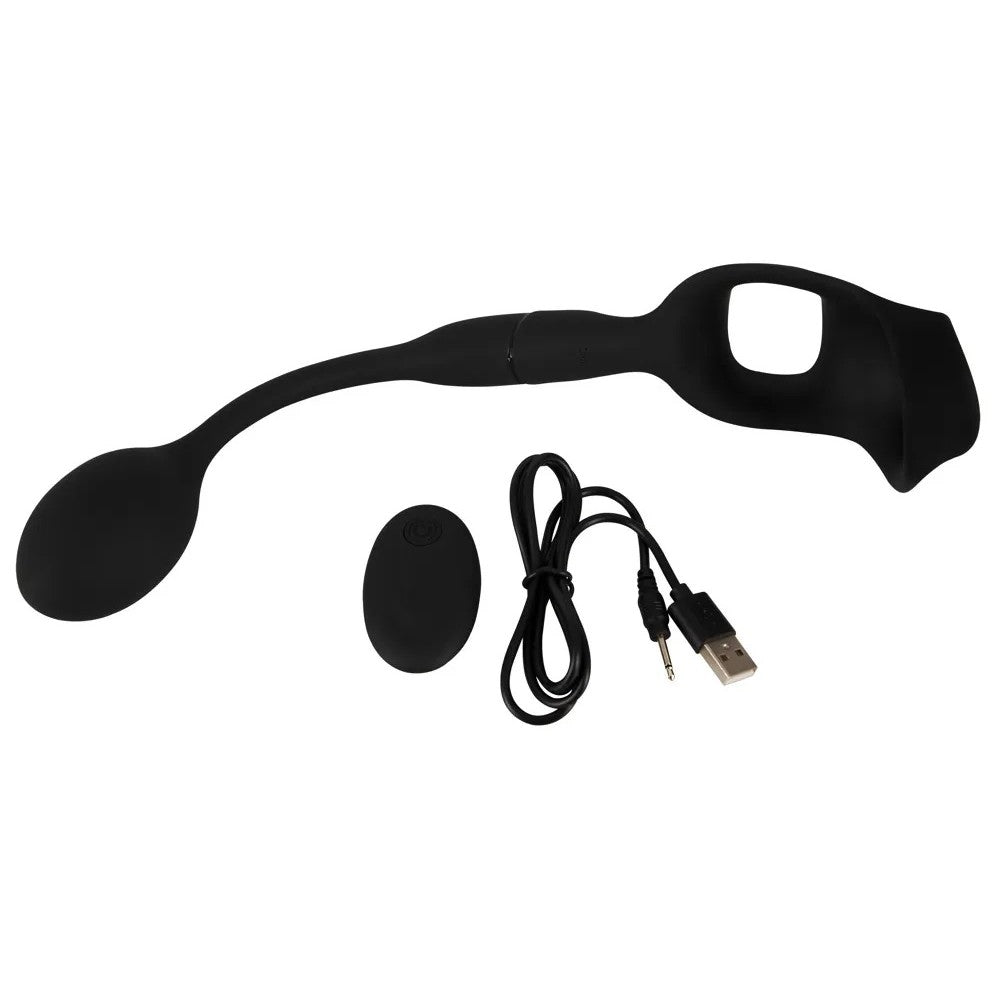 Rebel Rechargeable Anal Stimulator with Penis and Testicle Clip