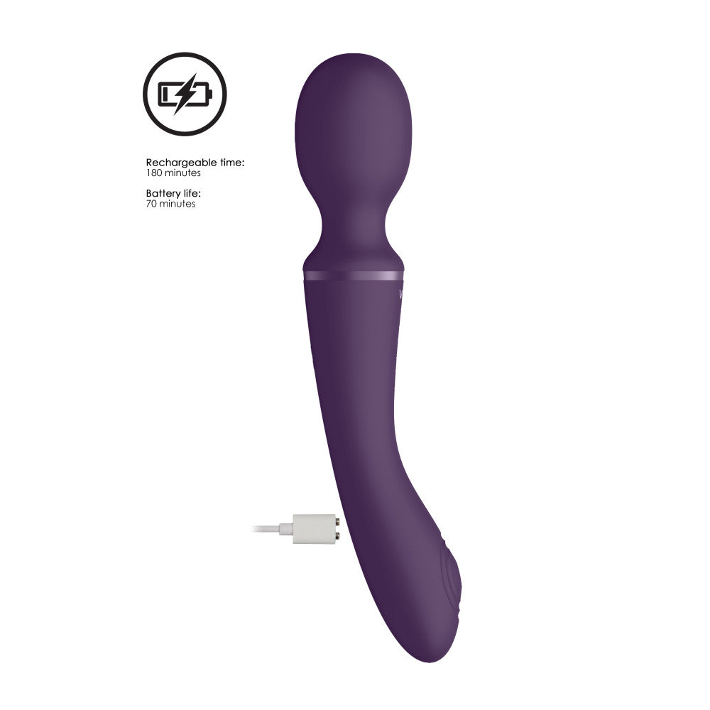 Rechargeable 2 in 1 Wand Massager and G-spot Vibrator Vive Enora Purple