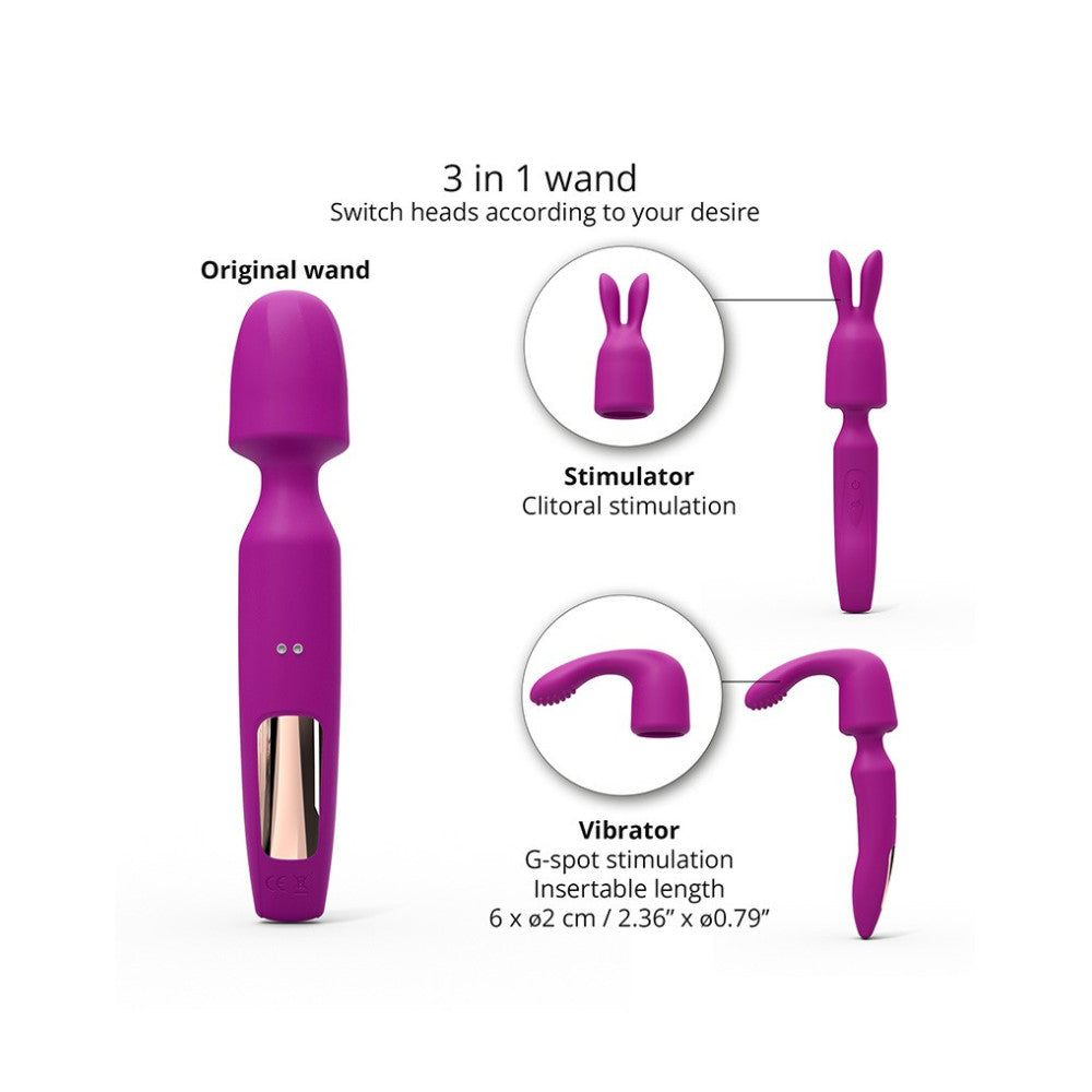 Rechargeable 3 in 1 Wand massager with attachments R-evolution pink