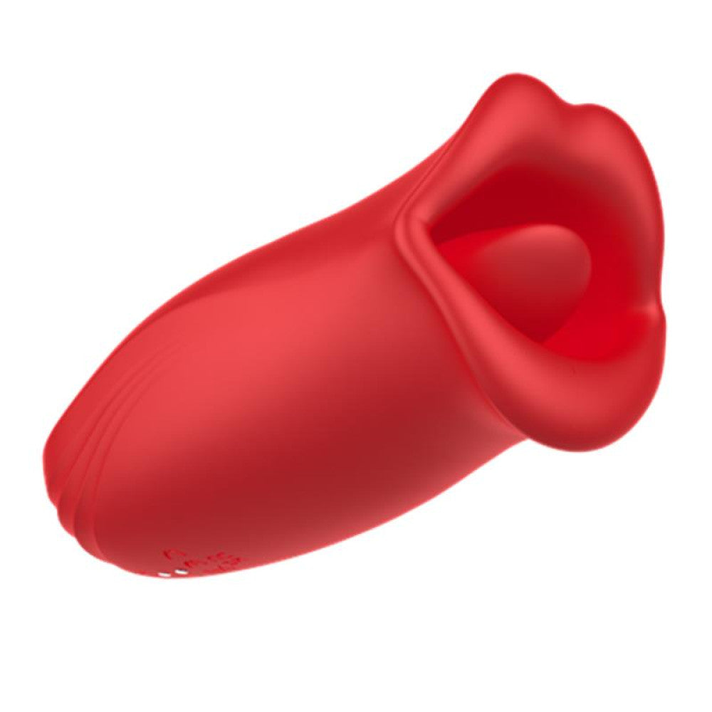 Rechargeable Clitoris Stimulator Moving Mouth with Vibrating Tongue Ember Red