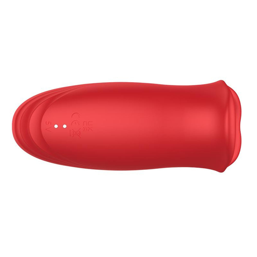 Rechargeable Clitoris Stimulator Moving Mouth with Vibrating Tongue Ember Red