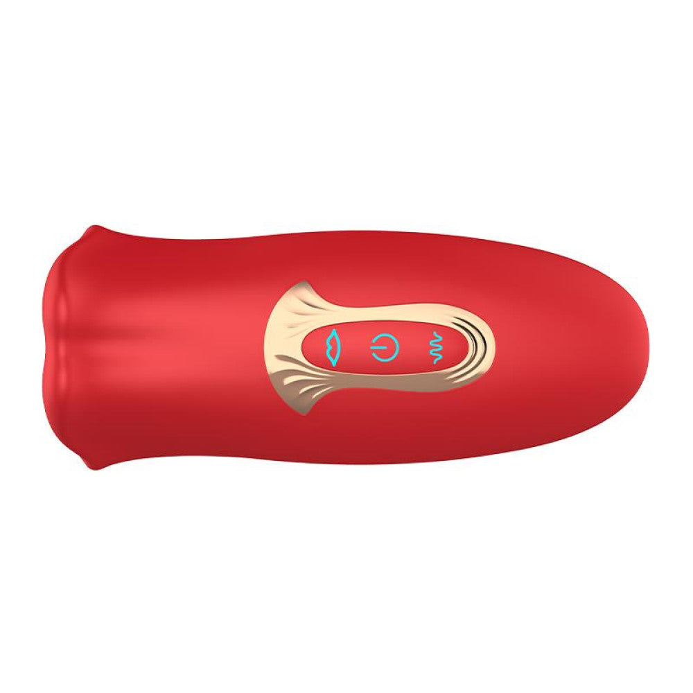 Rechargeable Clitoris Stimulator Moving Mouth with Vibrating Tongue Ember Red