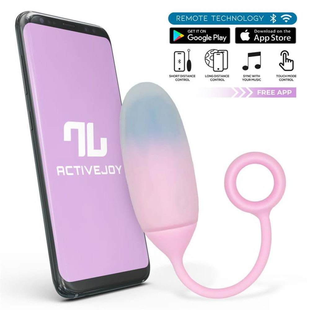 Rechargeable Double Layer Silicone Vibro Egg with App Intoyou Pink-Blue