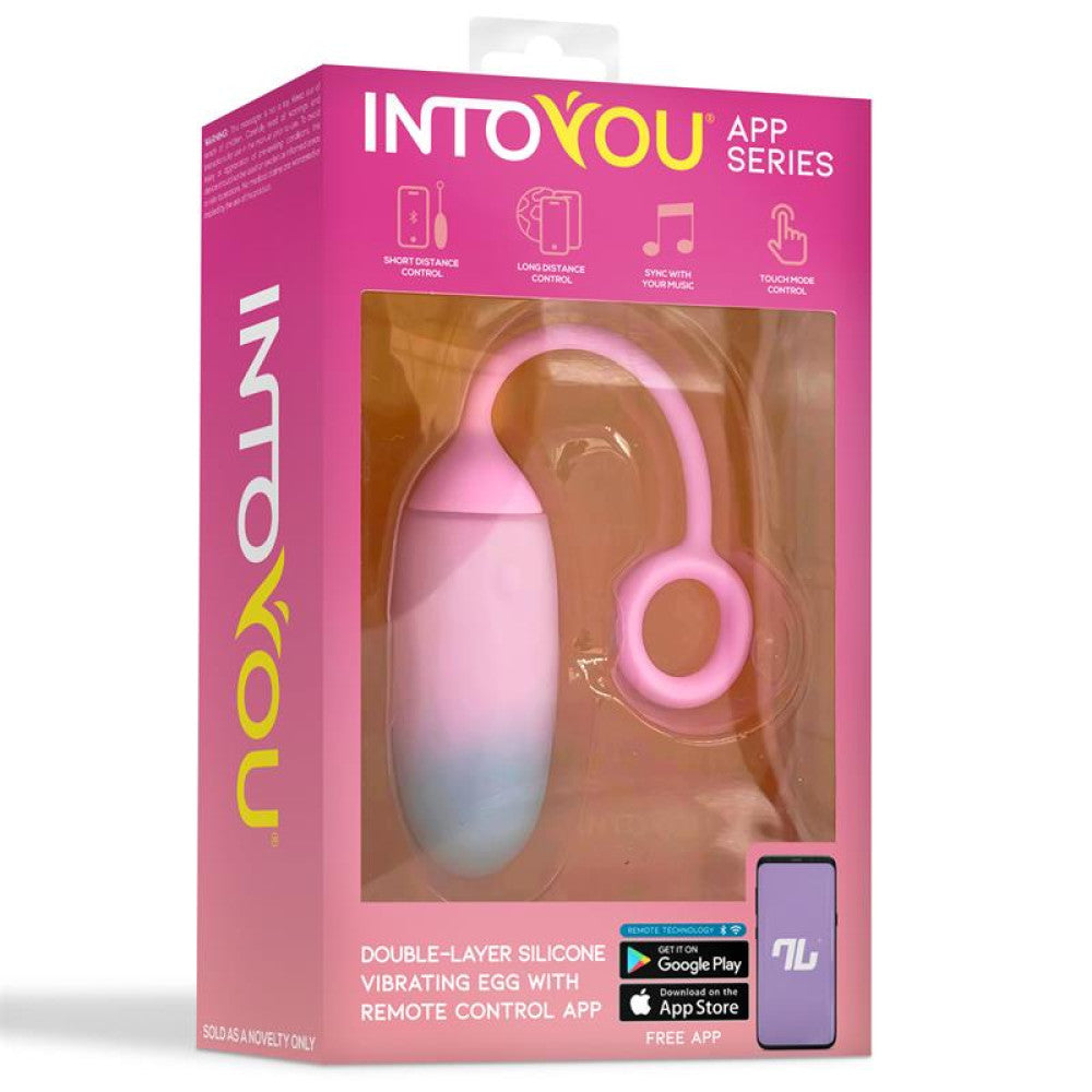 Rechargeable Double Layer Silicone Vibro Egg with App Intoyou Pink-Blue