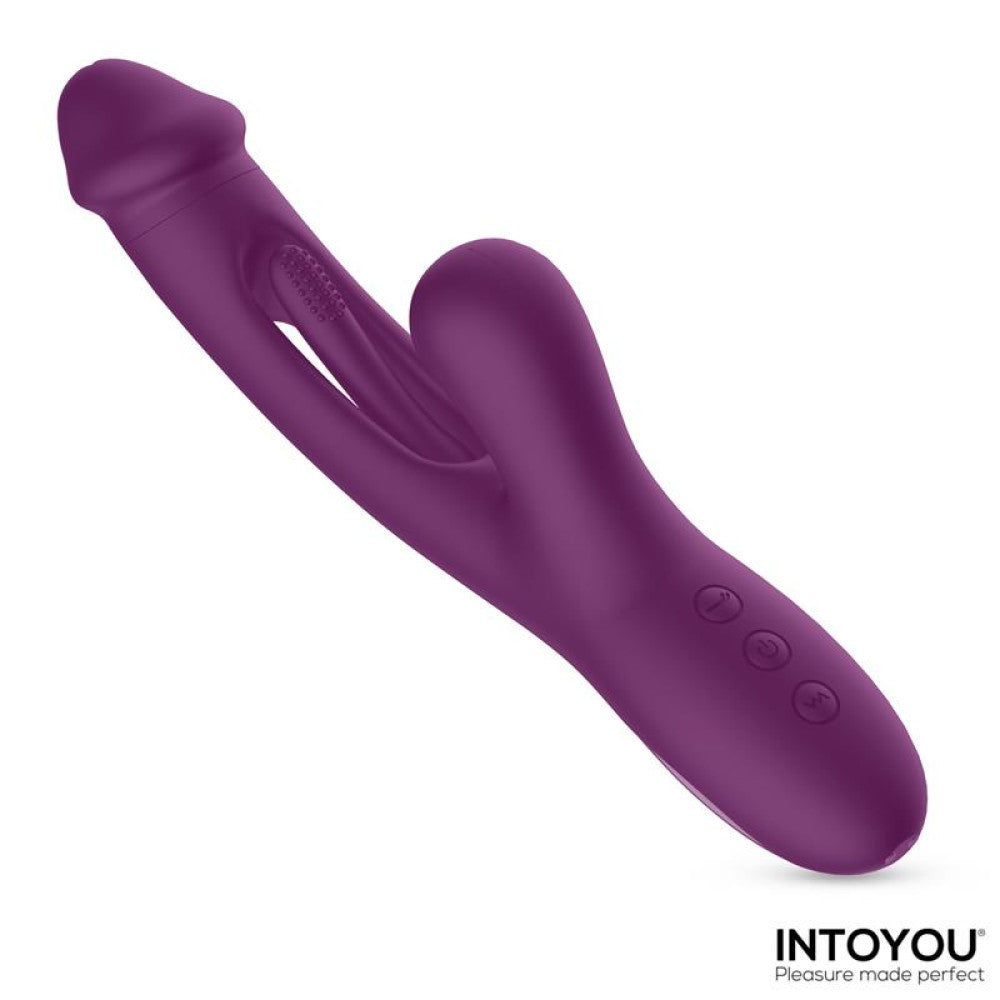 Rechargeable Silicone Rabbit Vibrator with 3 Motors Intoyou Siter Purple