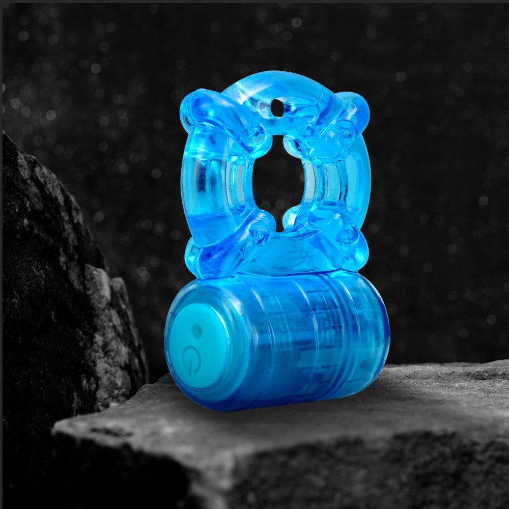 Rechargeable Vibrating Penis Ring Stay Hard Blue