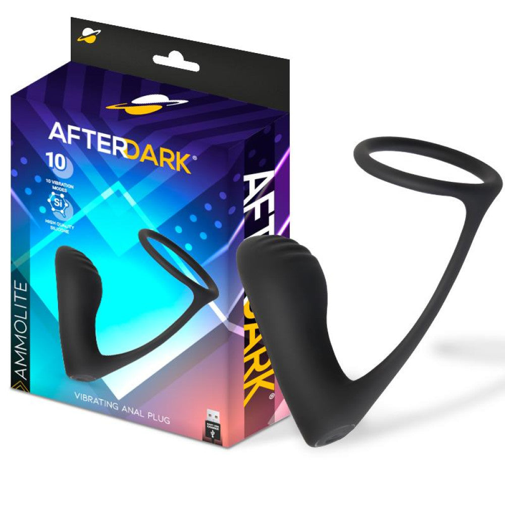 Rechargeable Vibrating Silicone Anal Stimulator with Ammolite Cock Ring