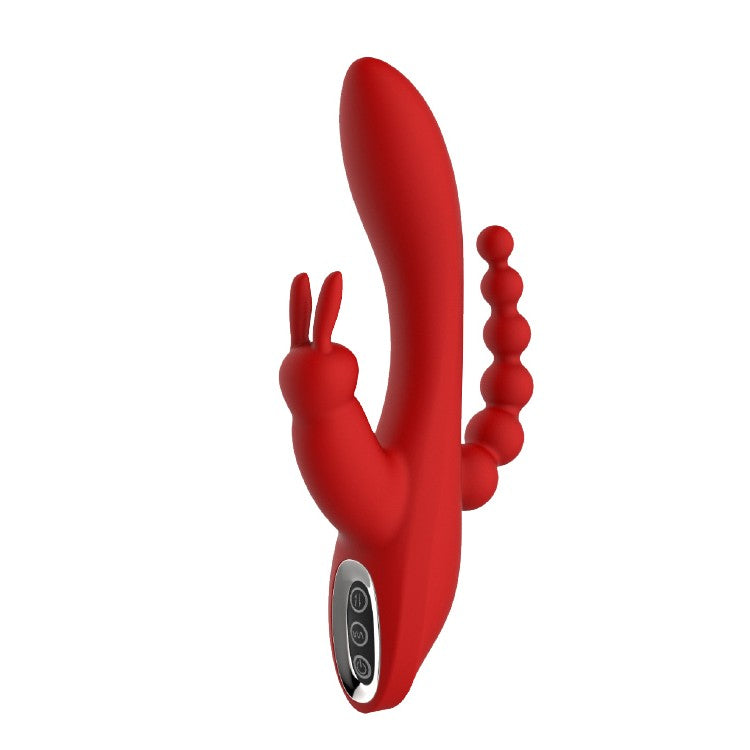 Rechargeable anal-vaginal rabbit vibrator made of silicone Hera