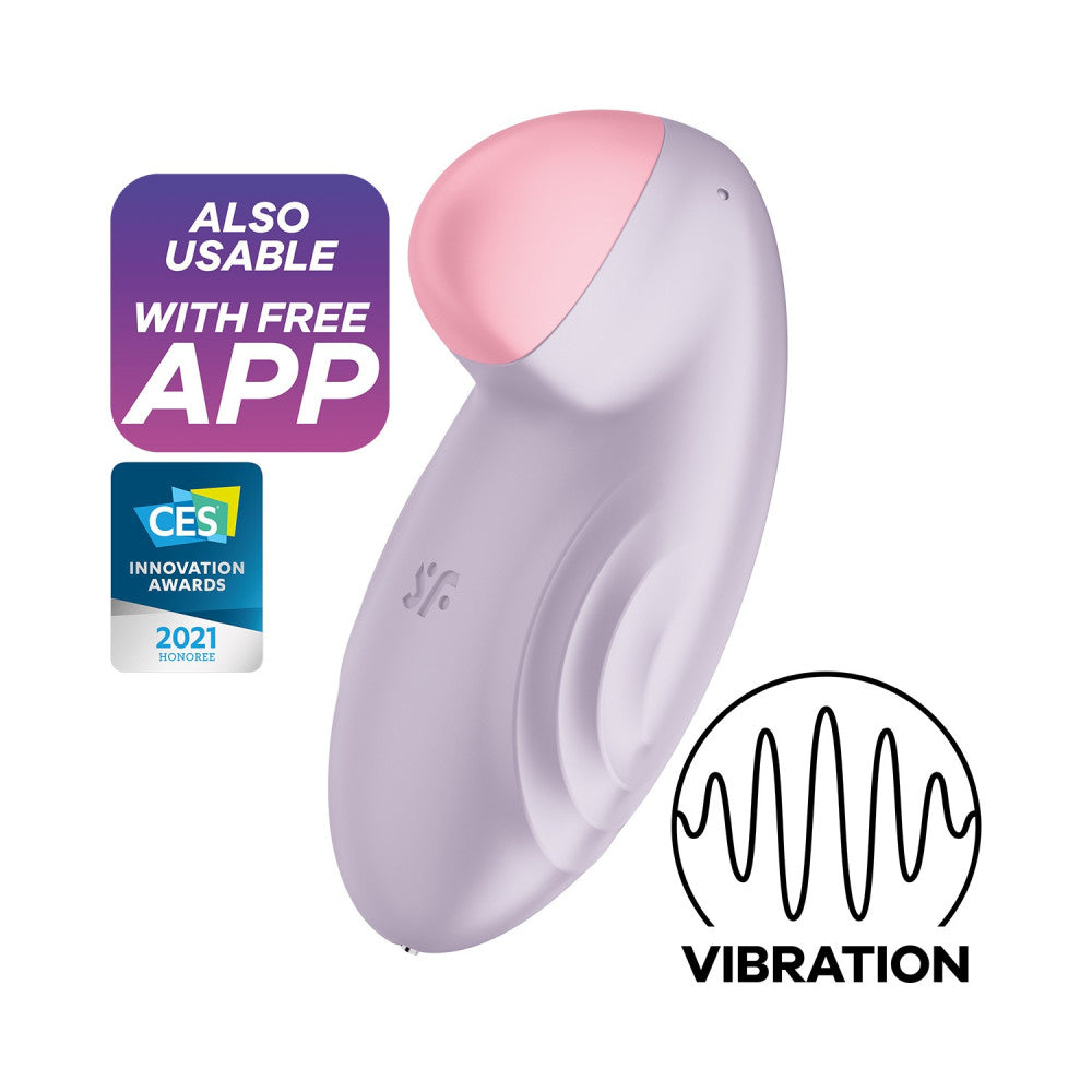 Rechargeable compact clitoris stimulator with App Satisfyer Tropical Tip purple