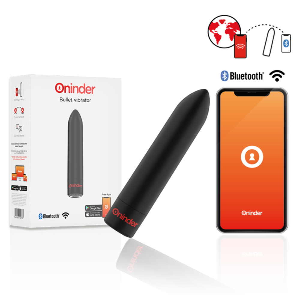 Rechargeable powerful bullet vibrator with mobile app Oninder Berlin black