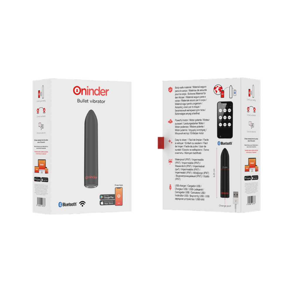 Rechargeable powerful bullet vibrator with mobile app Oninder Berlin black