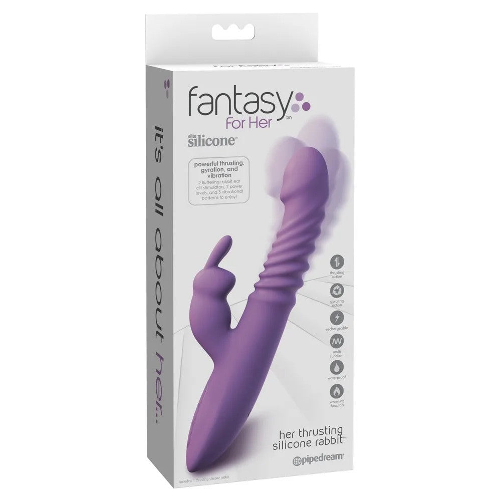 Rechargeable rabbit vibrator made of silicone Fantasy purple