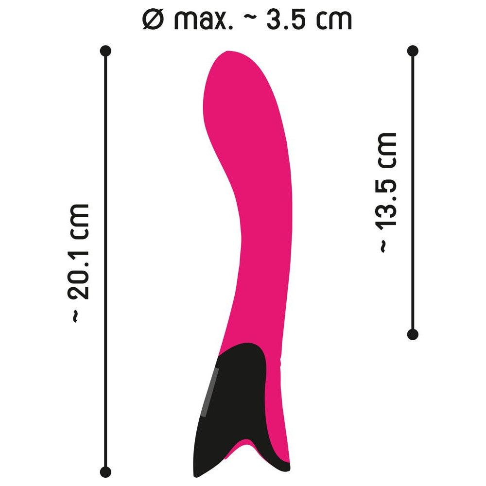 Rechargeable silicone G-spot vibrator with Pink Sunset display