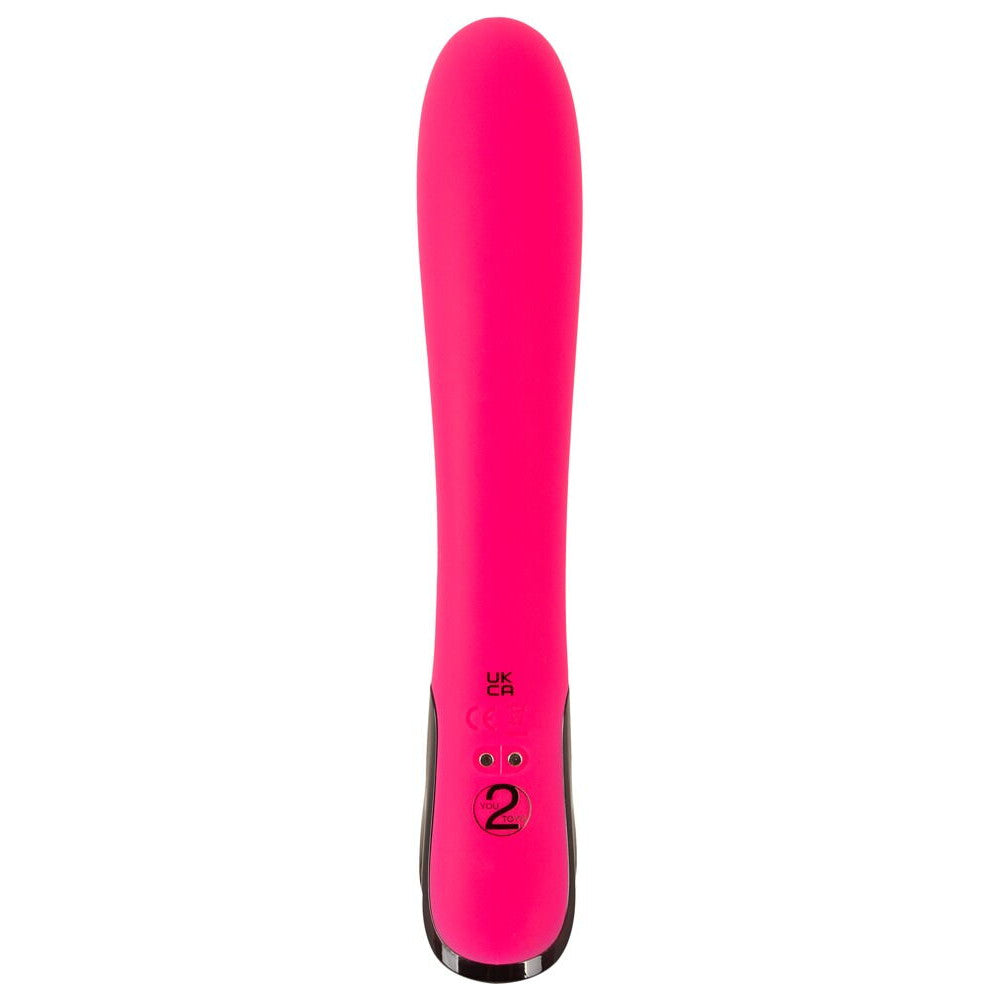 Rechargeable silicone G-spot vibrator with Pink Sunset display