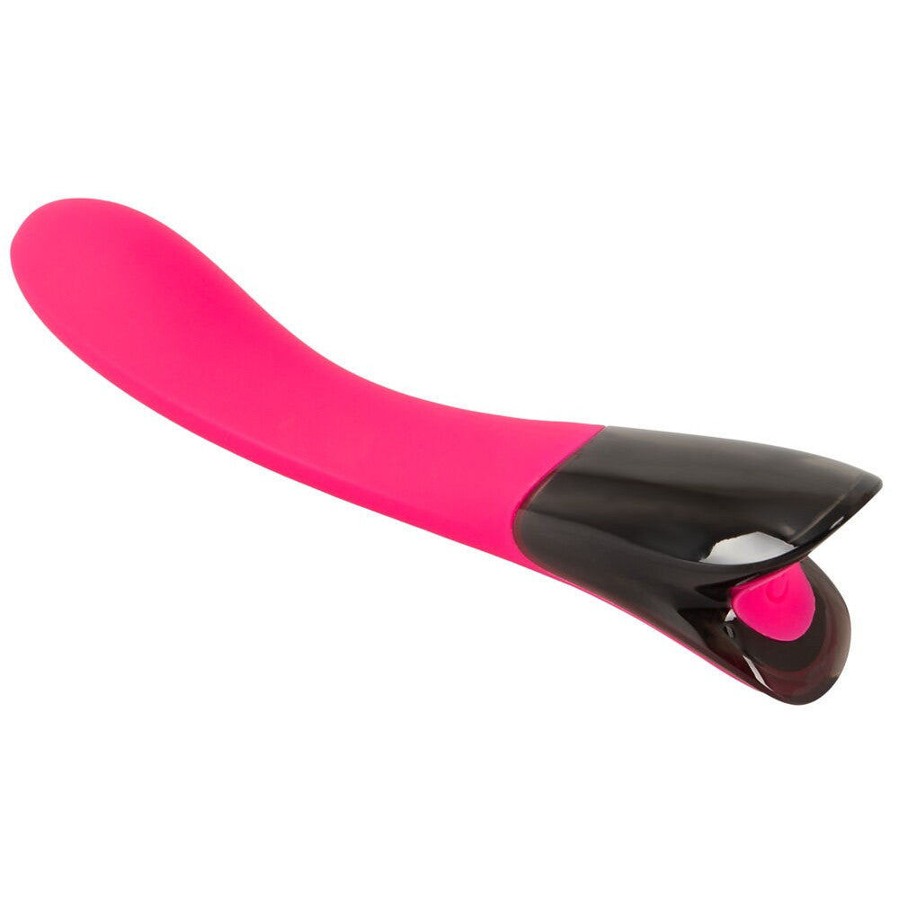 Rechargeable silicone G-spot vibrator with Pink Sunset display