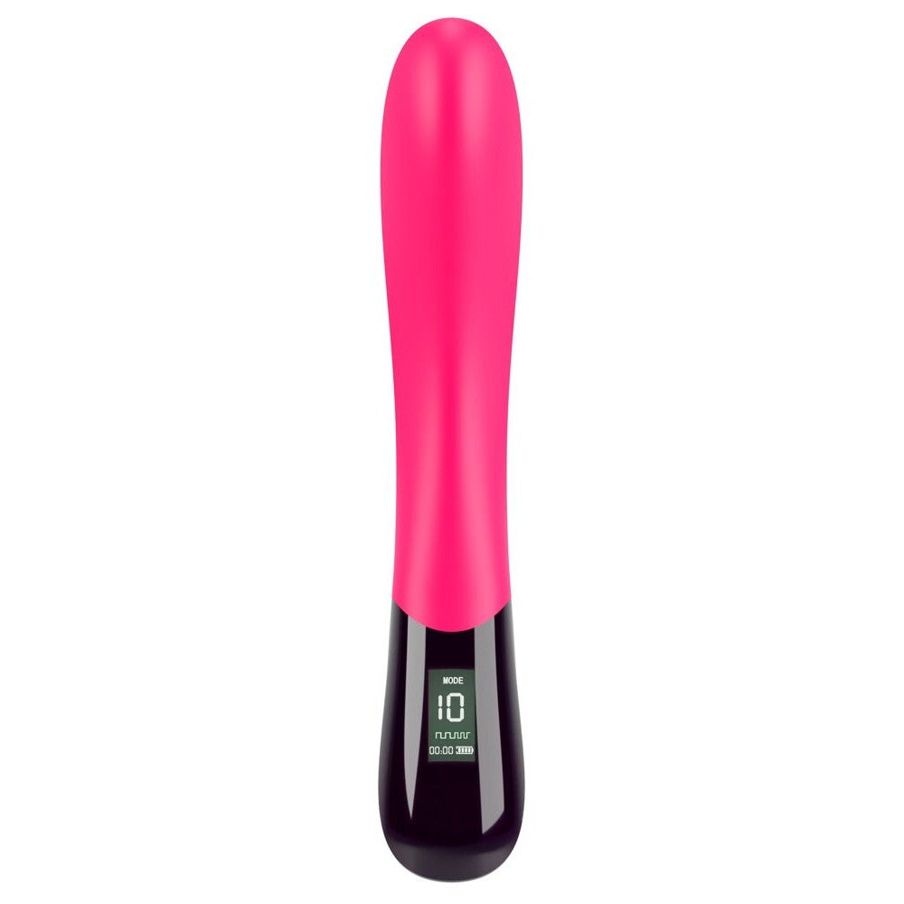 Rechargeable silicone G-spot vibrator with Pink Sunset display