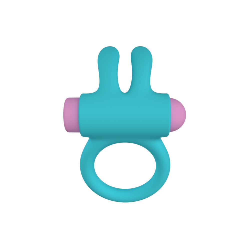 Rechargeable silicone cock ring with clitoris stimulator Riny blue