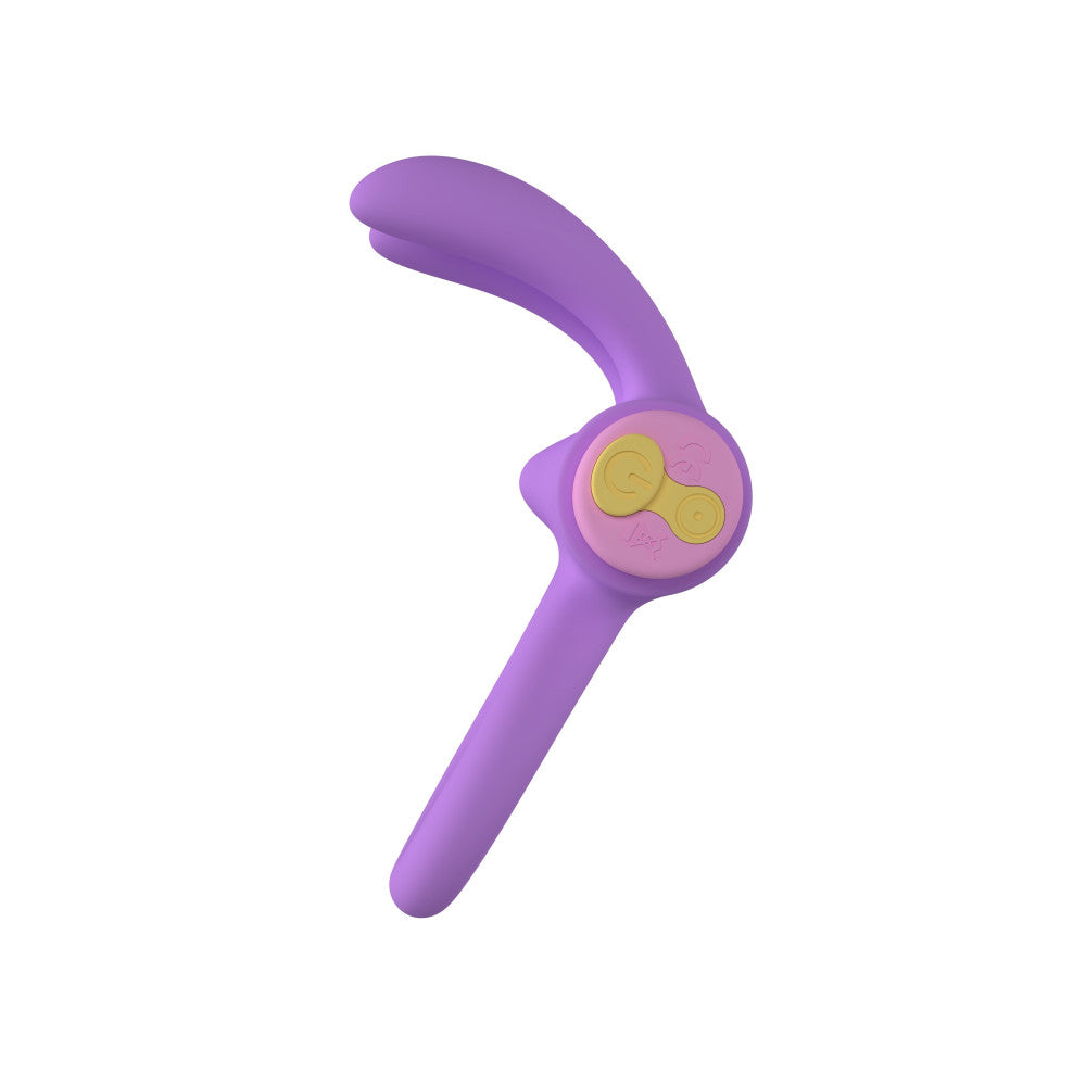 Rechargeable silicone cock ring with clitoris stimulator Riny purple