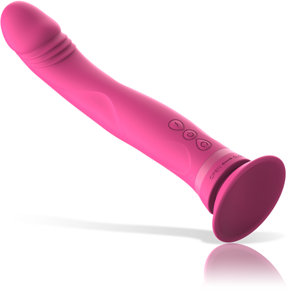 Rechargeable silicone dildo with a vacuum base Michelangelo