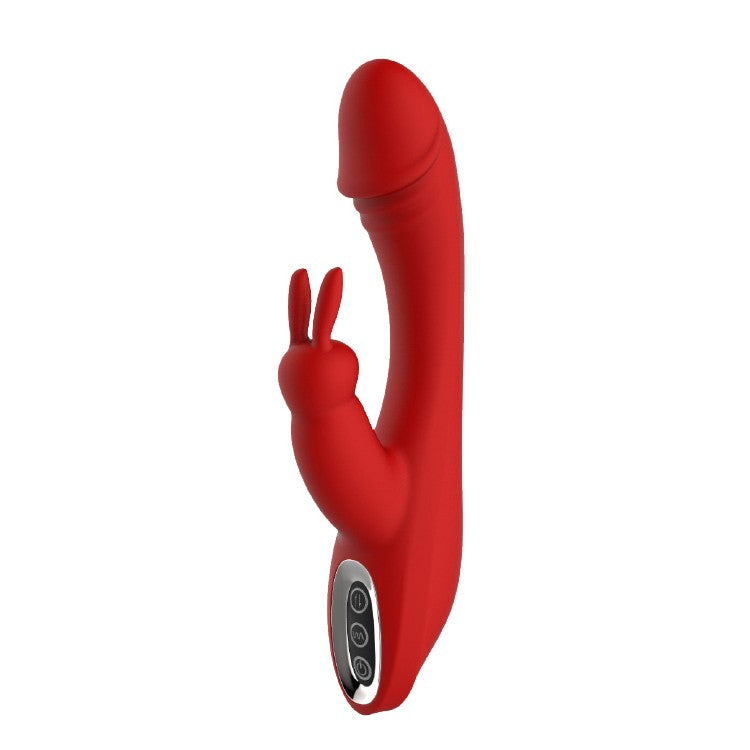 Rechargeable silicone rabbit vibrator Artemis red