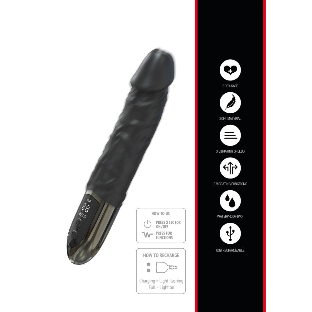 Rechargeable silicone realistic vibrator with display Anal Power black