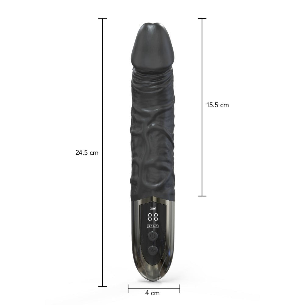 Rechargeable silicone realistic vibrator with display Anal Power black