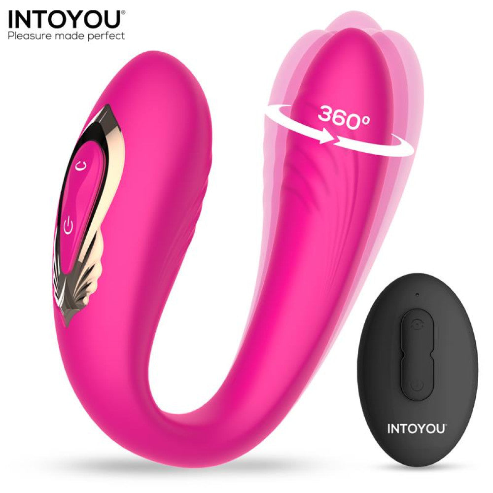 Rechargeable silicone rotating vibrator for couples with remote control Lanty