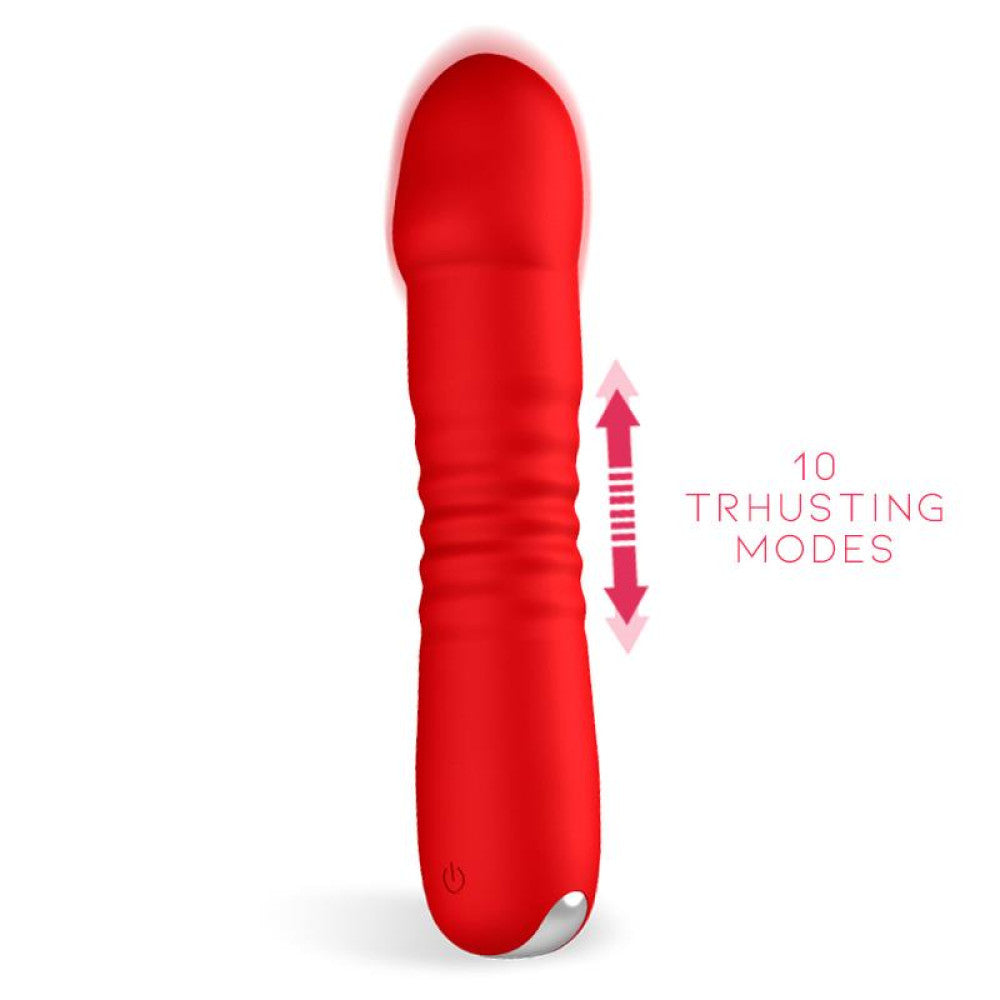 Rechargeable silicone thrusting vibrator Unihorn Marygold red