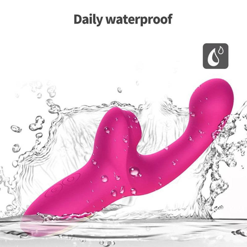 Rechargeable silicone vibrator with come-tuck movement and Volse clitoral stimulator