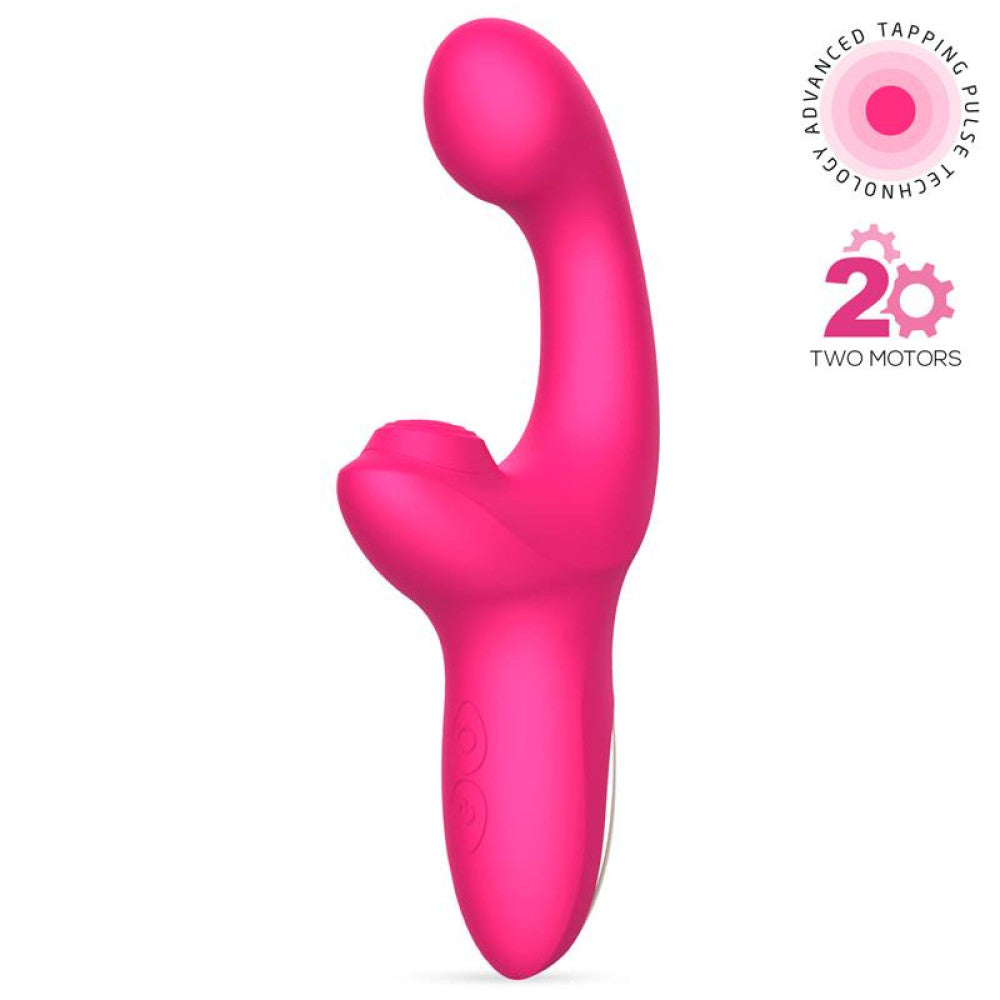 Rechargeable silicone vibrator with come-tuck movement and Volse clitoral stimulator