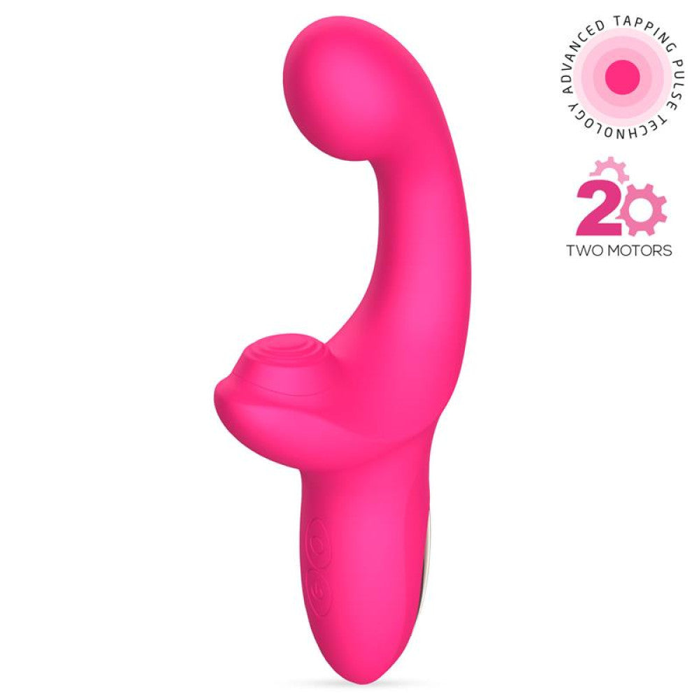 Rechargeable silicone vibrator with come-tuck movement and Volse clitoral stimulator