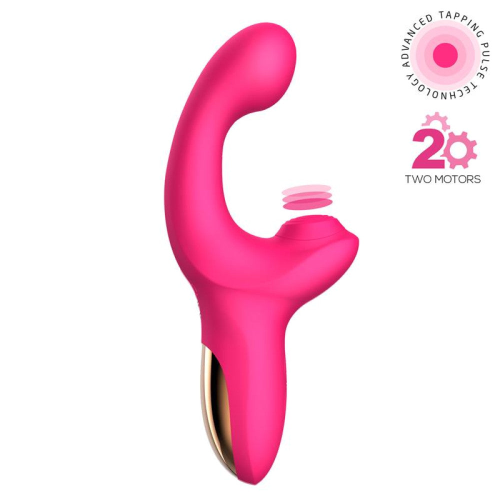 Rechargeable silicone vibrator with come-tuck movement and Volse clitoral stimulator