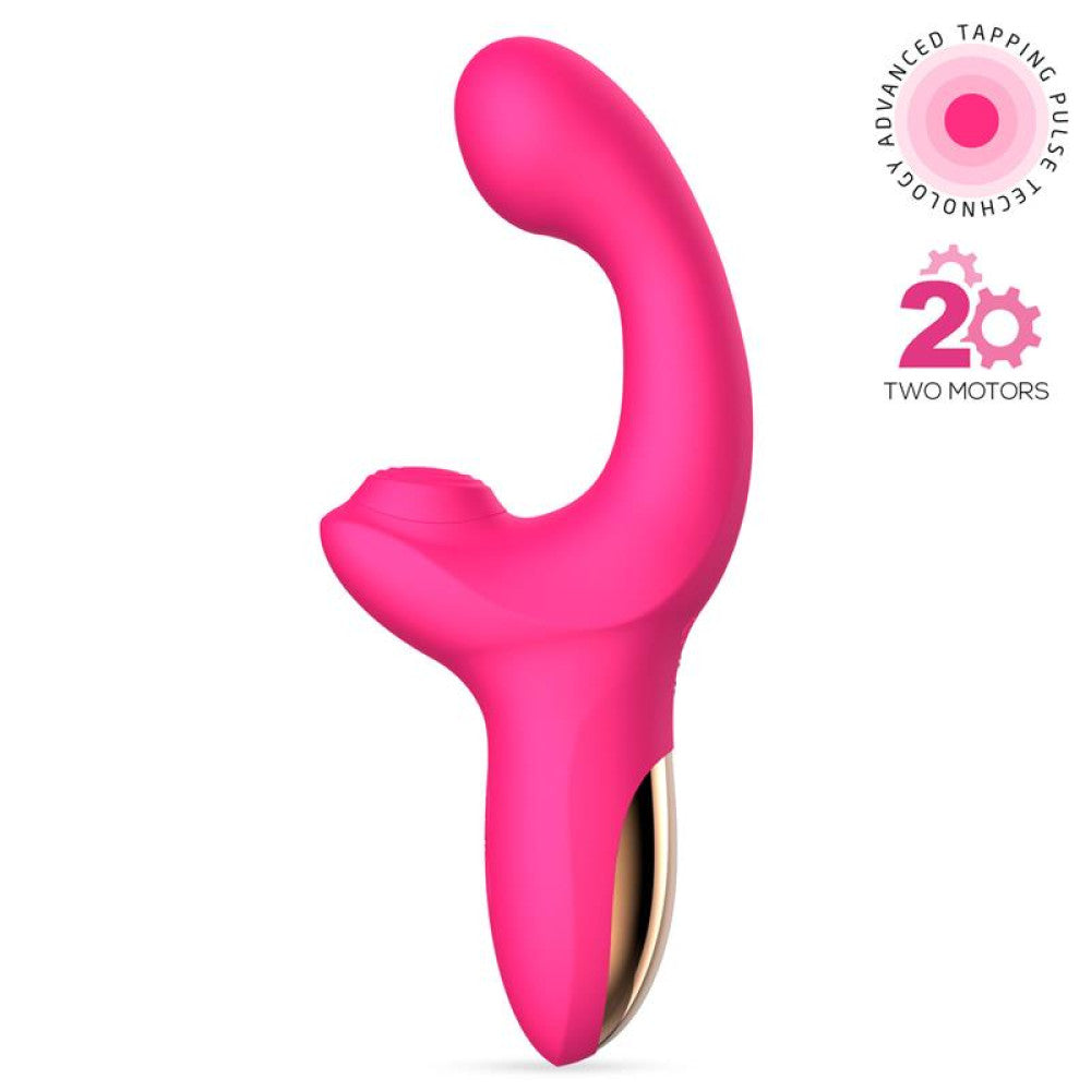 Rechargeable silicone vibrator with come-tuck movement and Volse clitoral stimulator