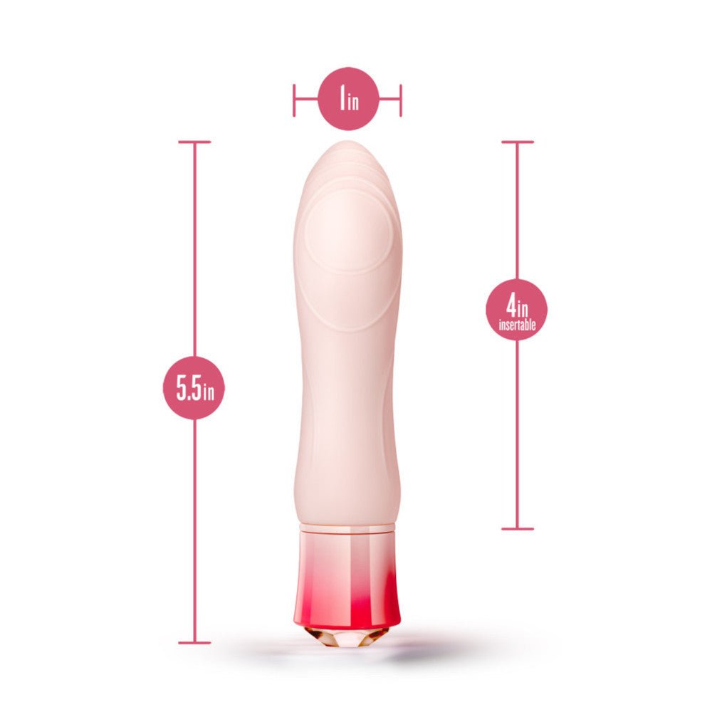 Rechargeable warming vibrator with Oh My Gem Elegant morganite crystal