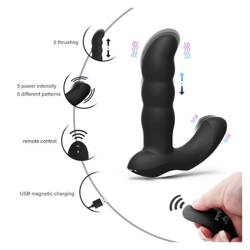 Remote Control Rechargeable Prostate Stimulator with Thrusts