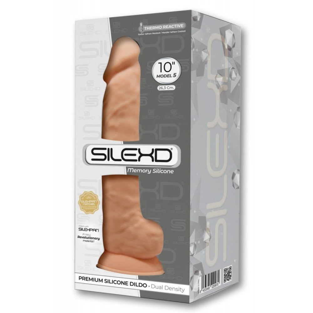 Revolutionary double-layer silicone dildo with testicles SilexD 10” Model 5