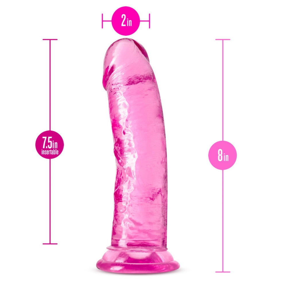 Roar n' Ride 8" Realistic Curved Jelly Dildo in Pink